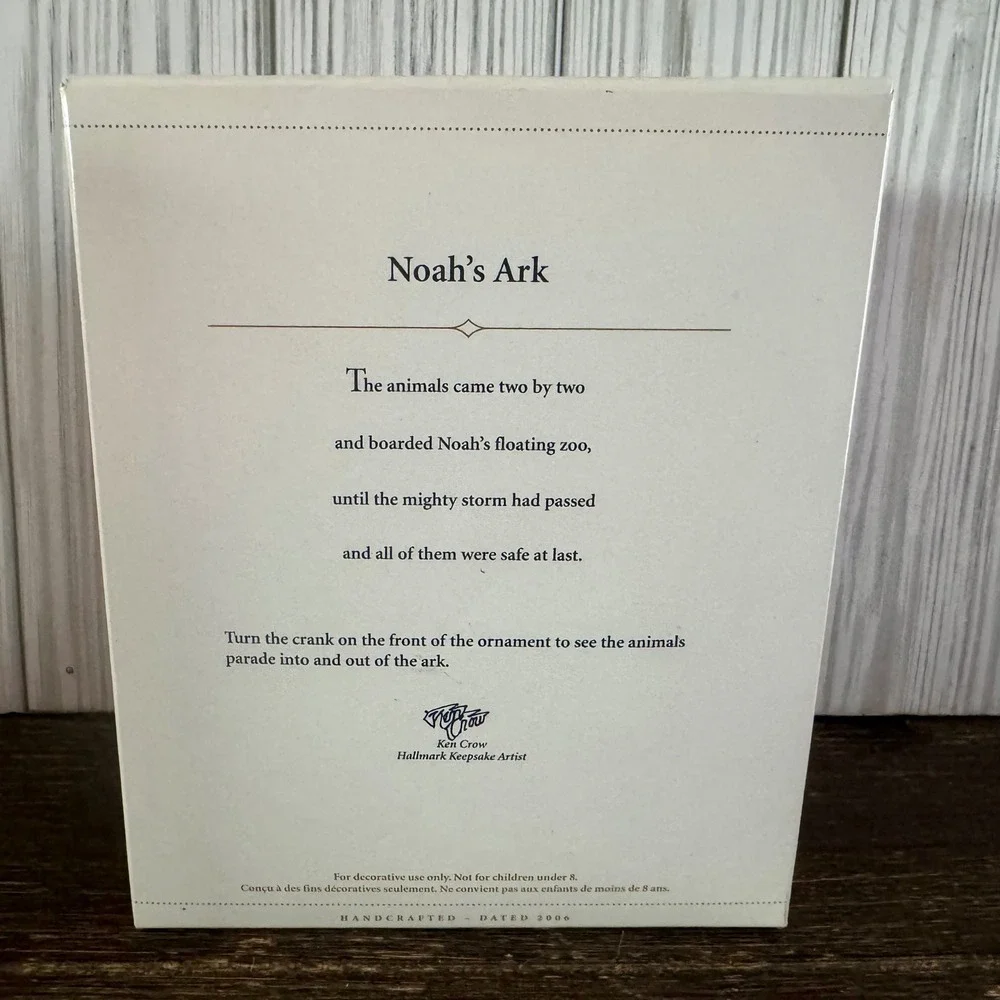Hallmark Keepsake Noahs Ark Ornaments 2007 & 2006 Magic Motion Ken Crow Set